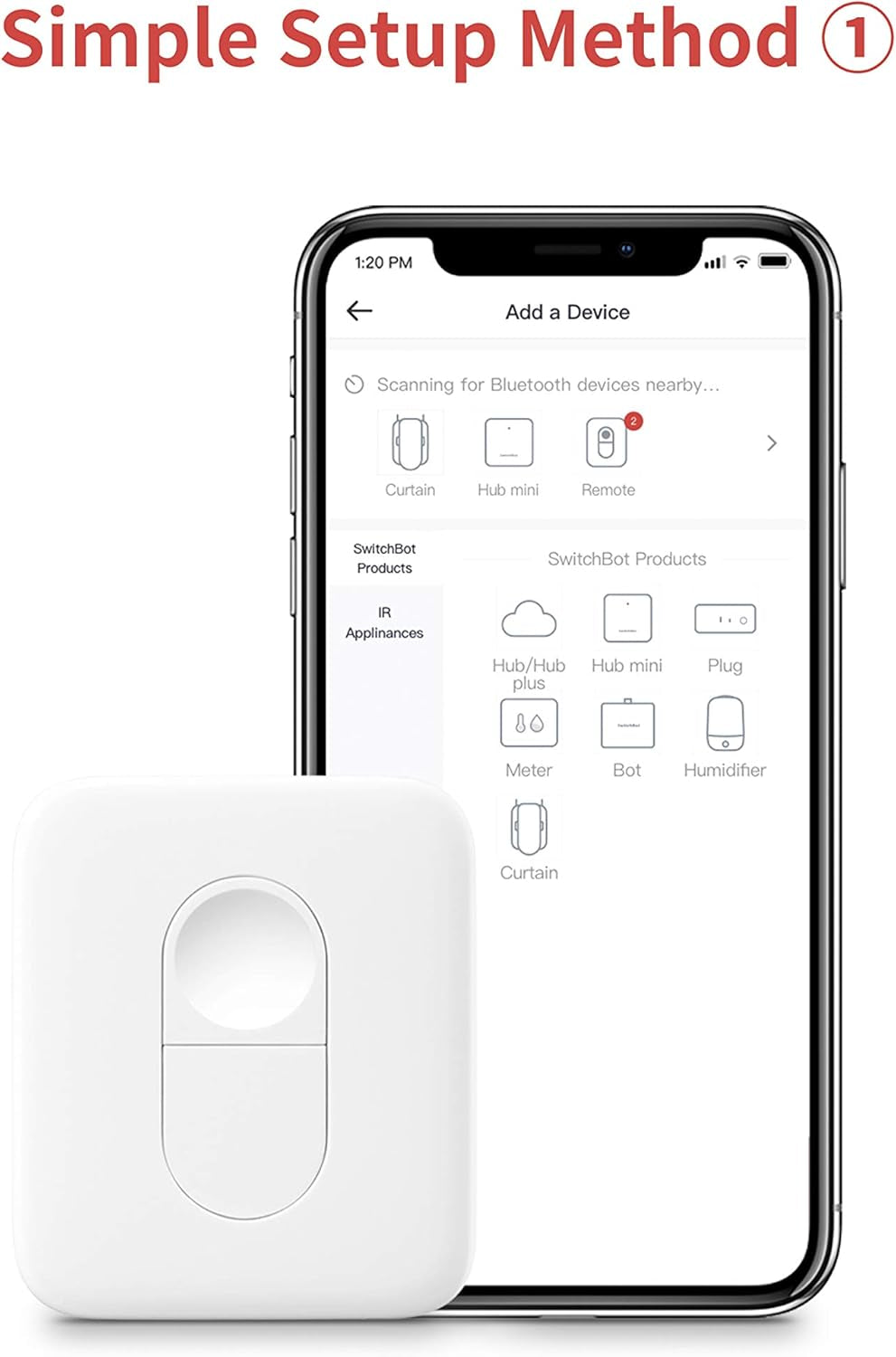 Remote One Touch Button - Compatible with  Bot, Curtain Robot, Color Bulb, Plug Mini and Blind Tilt, Smart Home Easy to Control, Bluetooth Long Range 5.0