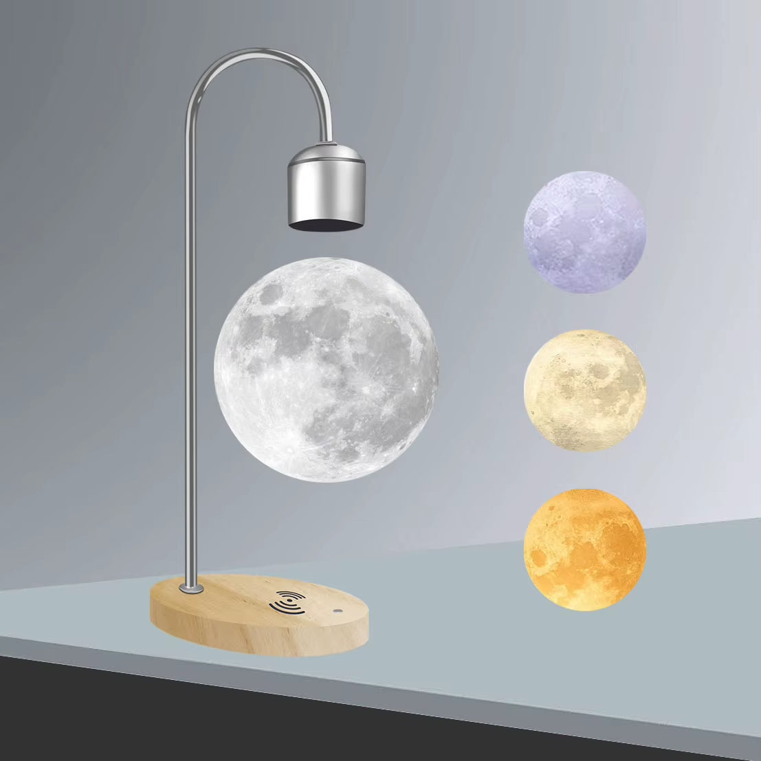 Floating Moon Lamp 3D Printing Integrated Seamless Creative Magnetic Floating Moon Table Lamp Home Ornament LED Night Light